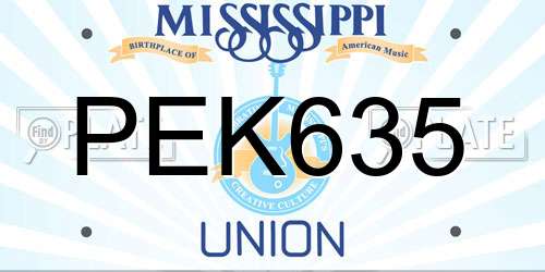 PEK635 Mississippi License Plate