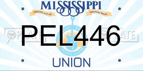 PEL446 Mississippi License Plate