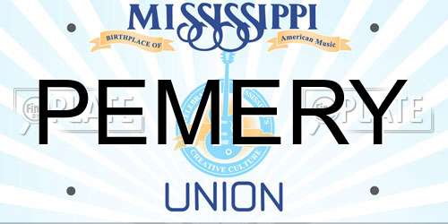 PEMERY Mississippi License Plate