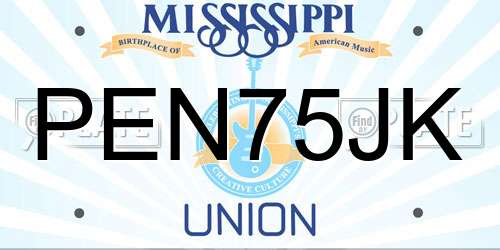 PEN75JK Mississippi License Plate