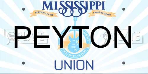 PEYTON Mississippi License Plate