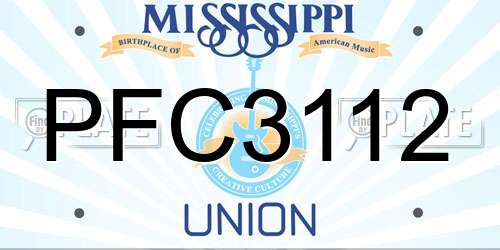 PFC3112 Mississippi License Plate