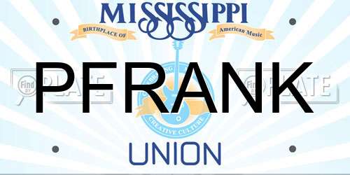 PFRANK Mississippi License Plate