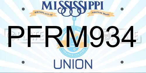 PFRM934 Mississippi License Plate