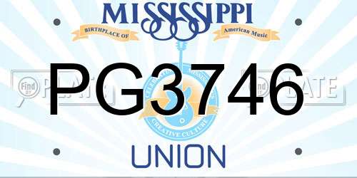 PG3746 Mississippi License Plate