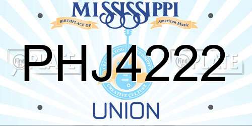 PHJ4222 Mississippi License Plate