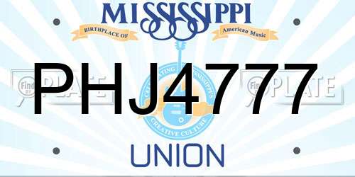 PHJ4777 Mississippi License Plate