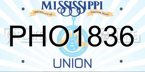 PHO1836 Mississippi License Plate