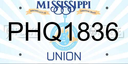 PHQ1836 Mississippi License Plate