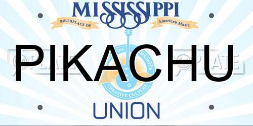 PIKACHU Mississippi License Plate