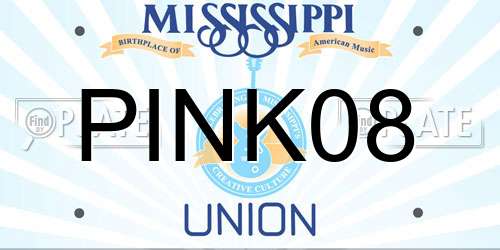 PINK08 Mississippi License Plate
