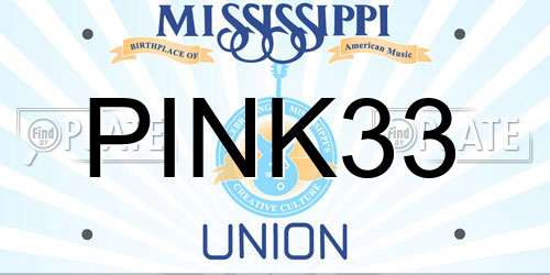 PINK33 Mississippi License Plate