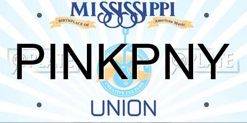 PINKPNY Mississippi License Plate