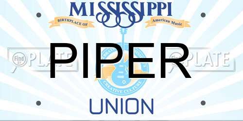 PIPER Mississippi License Plate