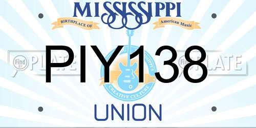 PIY138 Mississippi License Plate