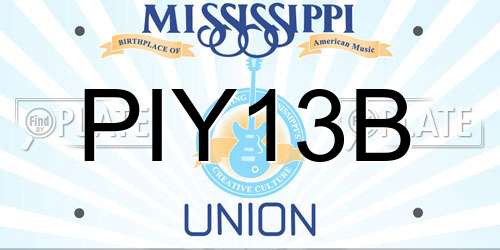 PIY13B Mississippi License Plate