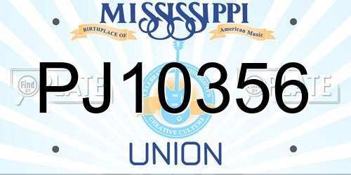 PJ10356 Mississippi License Plate