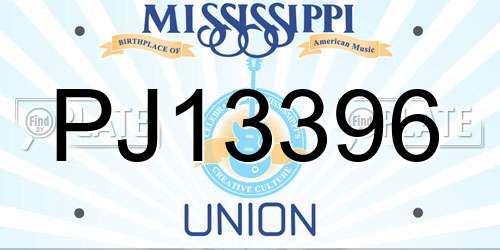 PJ13396 Mississippi License Plate