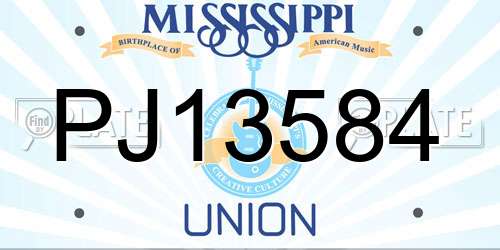 PJ13584 Mississippi License Plate