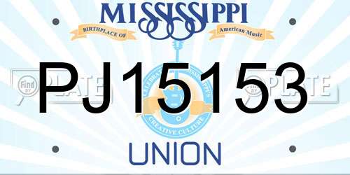 PJ15153 Mississippi License Plate