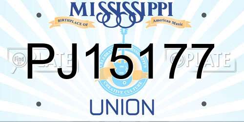 PJ15177 Mississippi License Plate