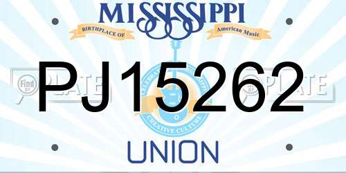 PJ15262 Mississippi License Plate