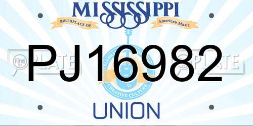 PJ16982 Mississippi License Plate