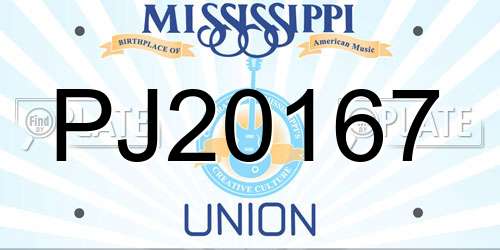 PJ20167 Mississippi License Plate