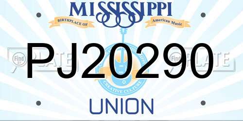 PJ20290 Mississippi License Plate