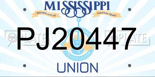 PJ20447 Mississippi License Plate