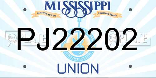 PJ22202 Mississippi License Plate