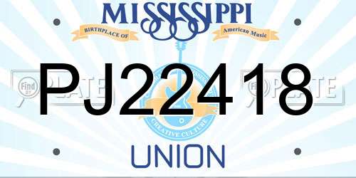 PJ22418 Mississippi License Plate