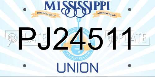 PJ24511 Mississippi License Plate
