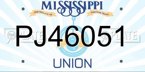 PJ46051 Mississippi License Plate
