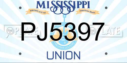 PJ5397 Mississippi License Plate