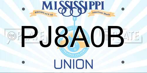 PJ8A0B Mississippi License Plate