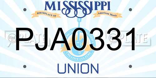 PJA0331 Mississippi License Plate