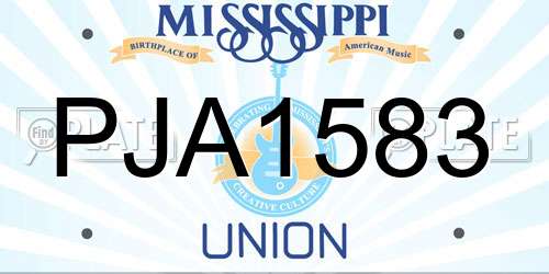 PJA1583 Mississippi License Plate