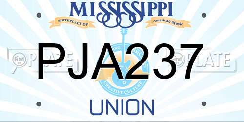 PJA237 Mississippi License Plate