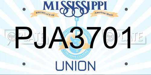 PJA3701 Mississippi License Plate