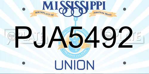 PJA5492 Mississippi License Plate