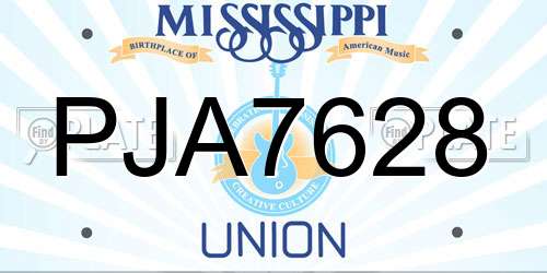 PJA7628 Mississippi License Plate