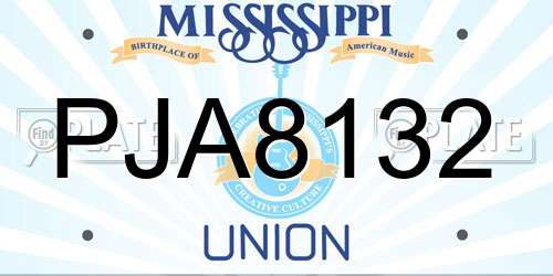 PJA8132 Mississippi License Plate