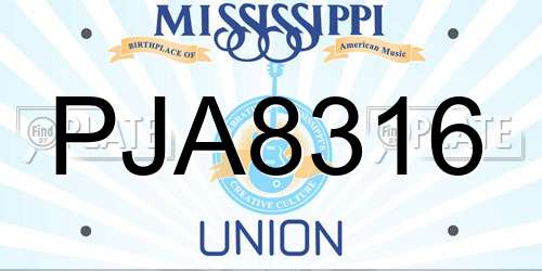 PJA8316 Mississippi License Plate