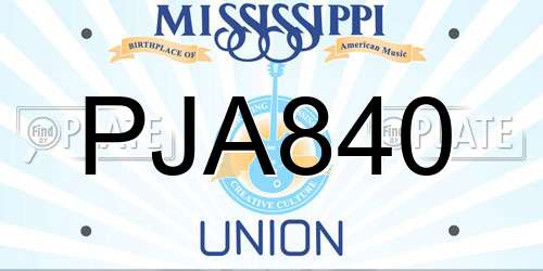 PJA840 Mississippi License Plate