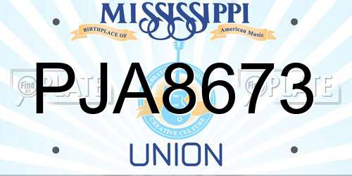 PJA8673 Mississippi License Plate