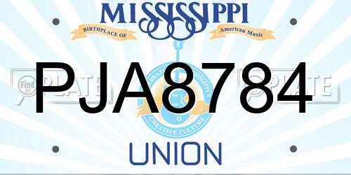 PJA8784 Mississippi License Plate