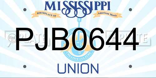 PJB0644 Mississippi License Plate
