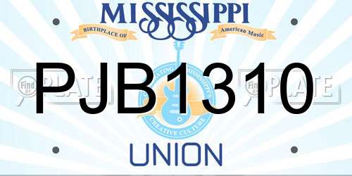 PJB1310 Mississippi License Plate