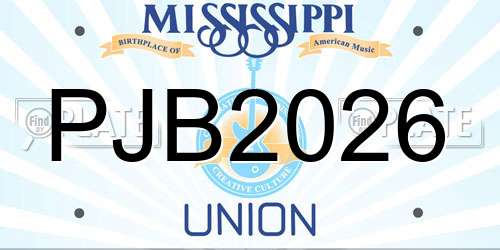 PJB2026 Mississippi License Plate